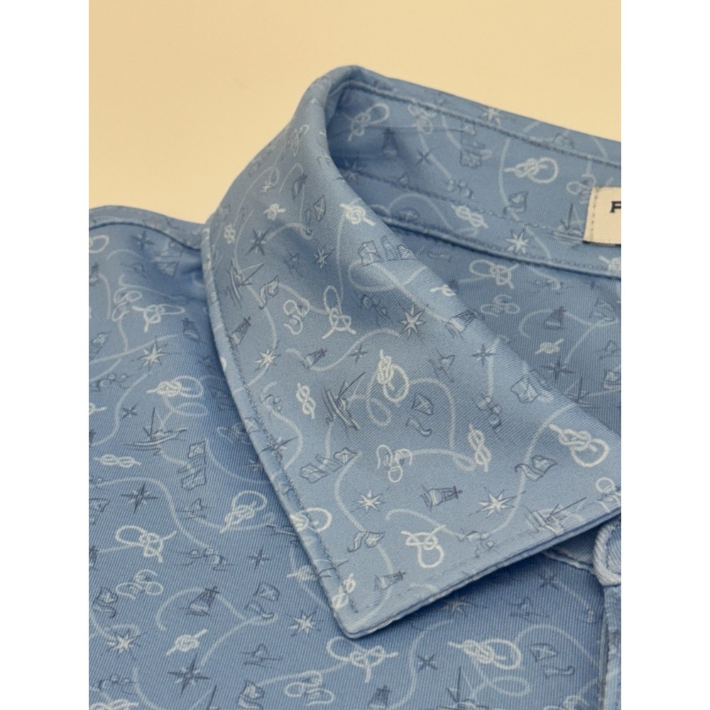 NWT Peter Millar "Show Me The Way" Sailing Print Polo Golf Shirt CBLU BLUE XXL - Picture 6 of 12